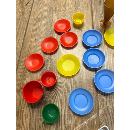 Vintage Child's Bakeware Play Food Set Tins Plates Kitchen Utensils