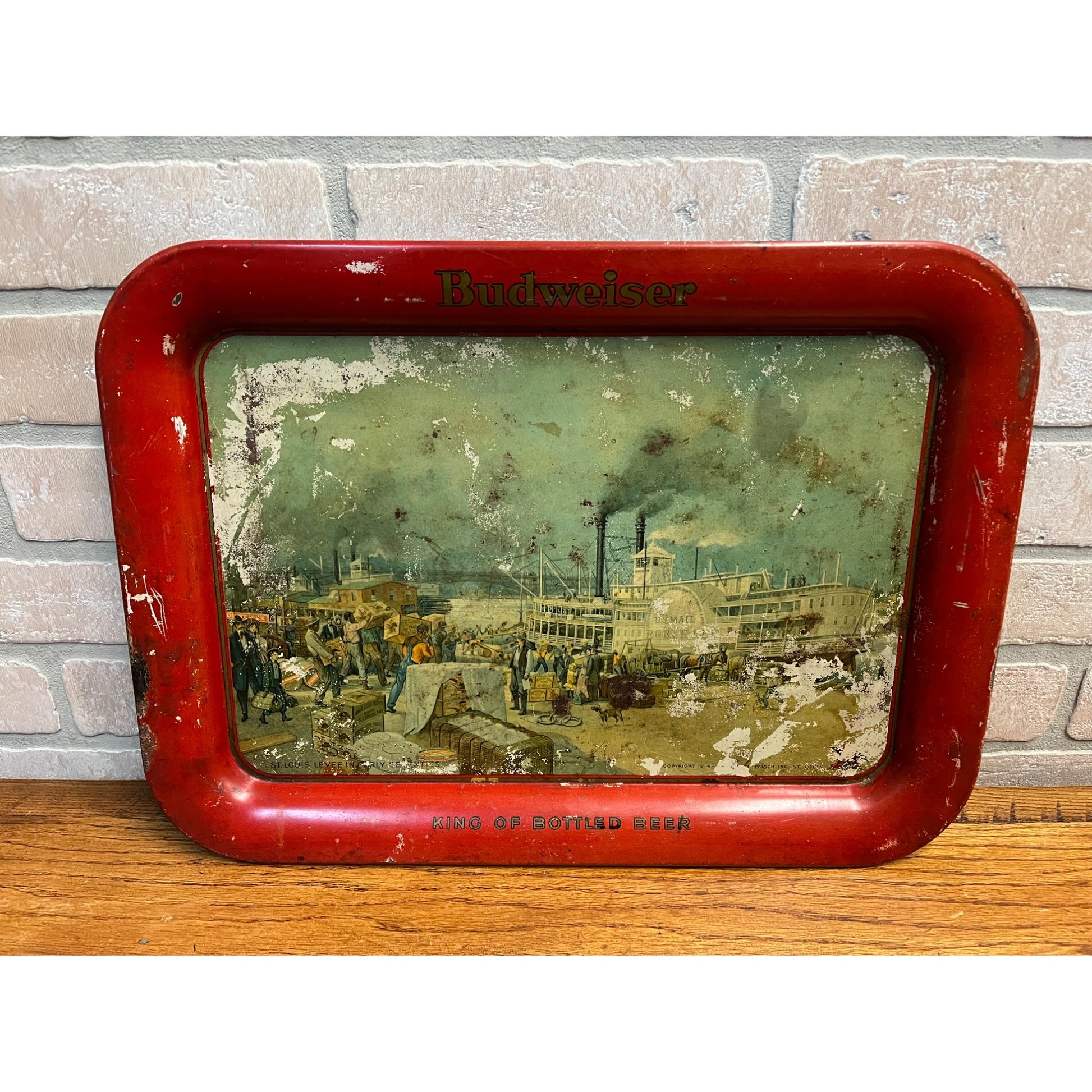 Vintage Pre-Prohibition Budweiser Beer Tray Anheseur-Busch 1914 Pre-Pro