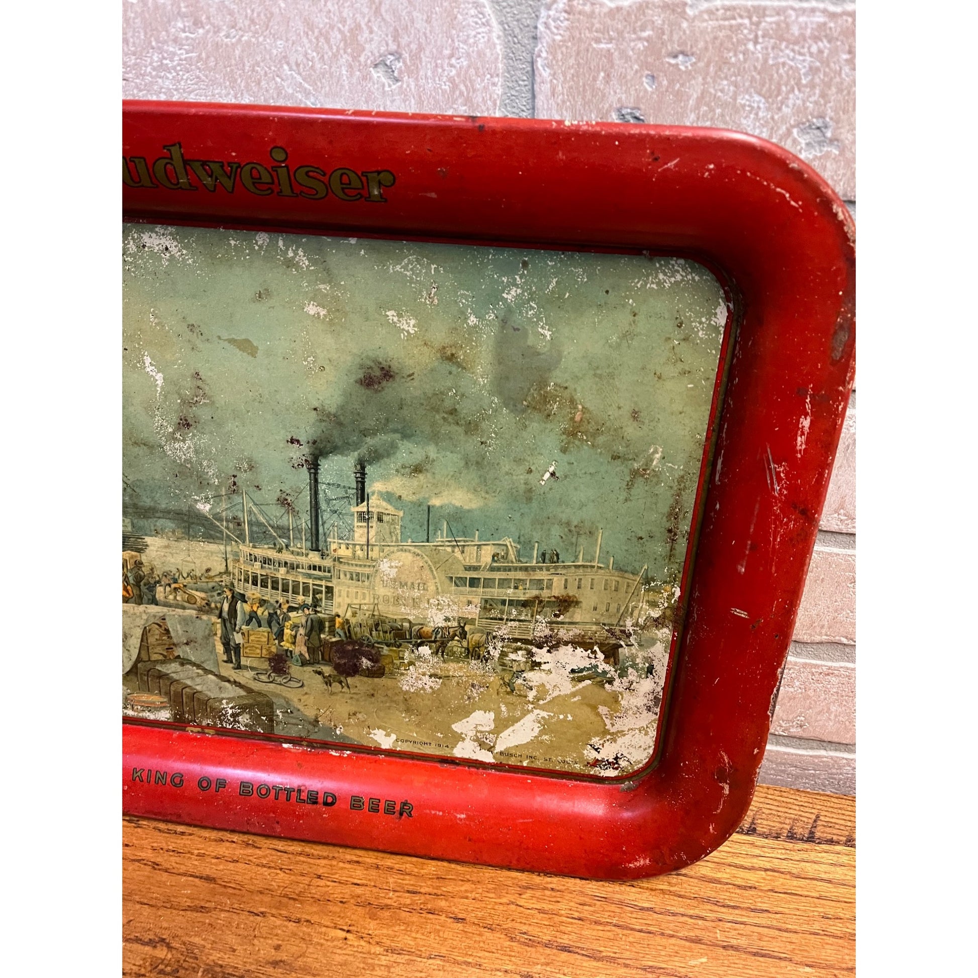 Vintage Pre-Prohibition Budweiser Beer Tray Anheseur-Busch 1914 Pre-Pro