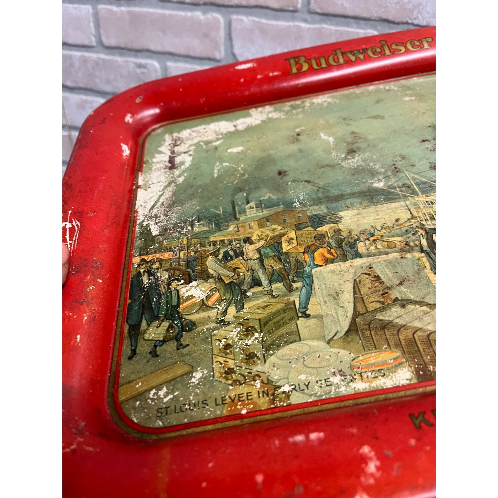 Vintage Pre-Prohibition Budweiser Beer Tray Anheseur-Busch 1914 Pre-Pro