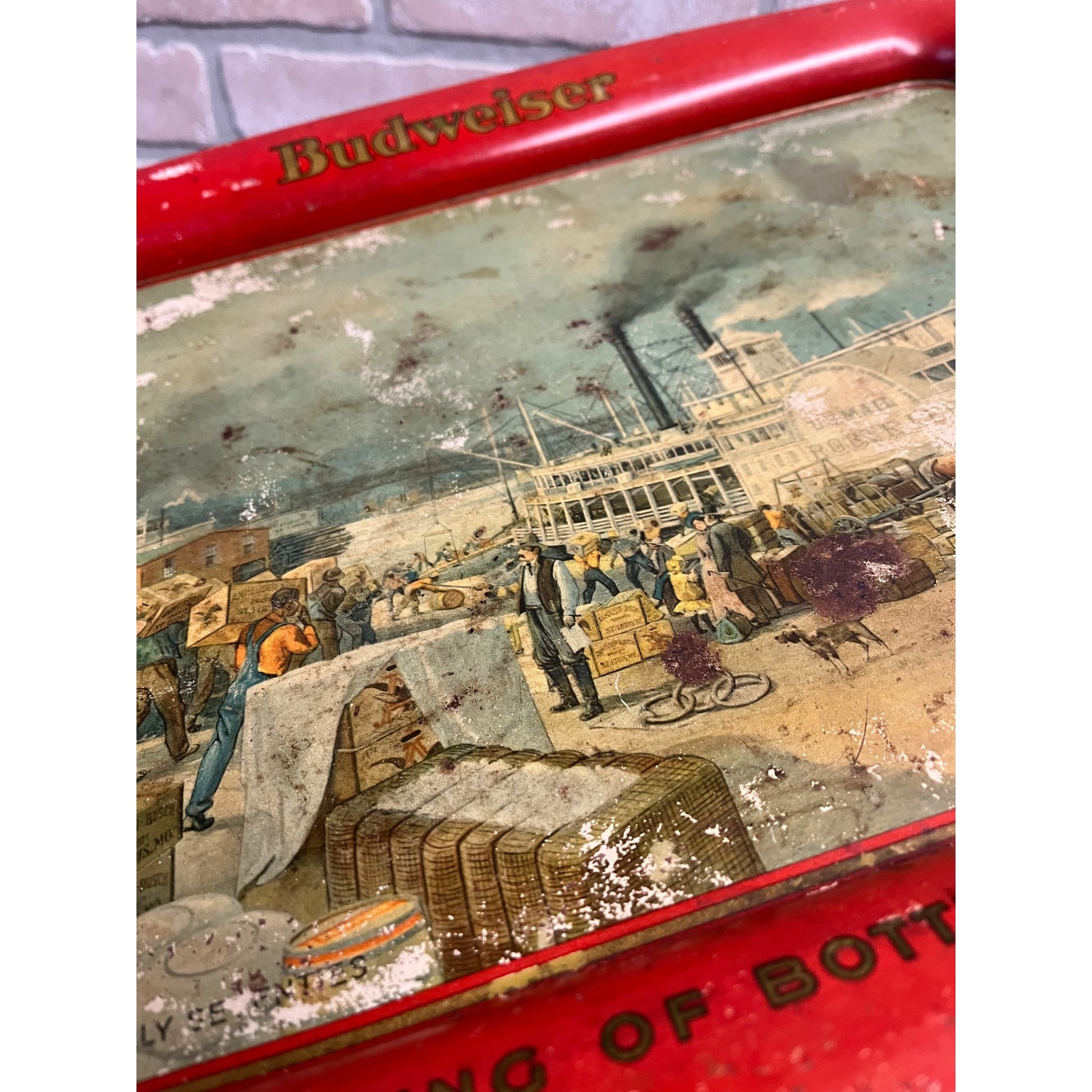 Vintage Pre-Prohibition Budweiser Beer Tray Anheseur-Busch 1914 Pre-Pro