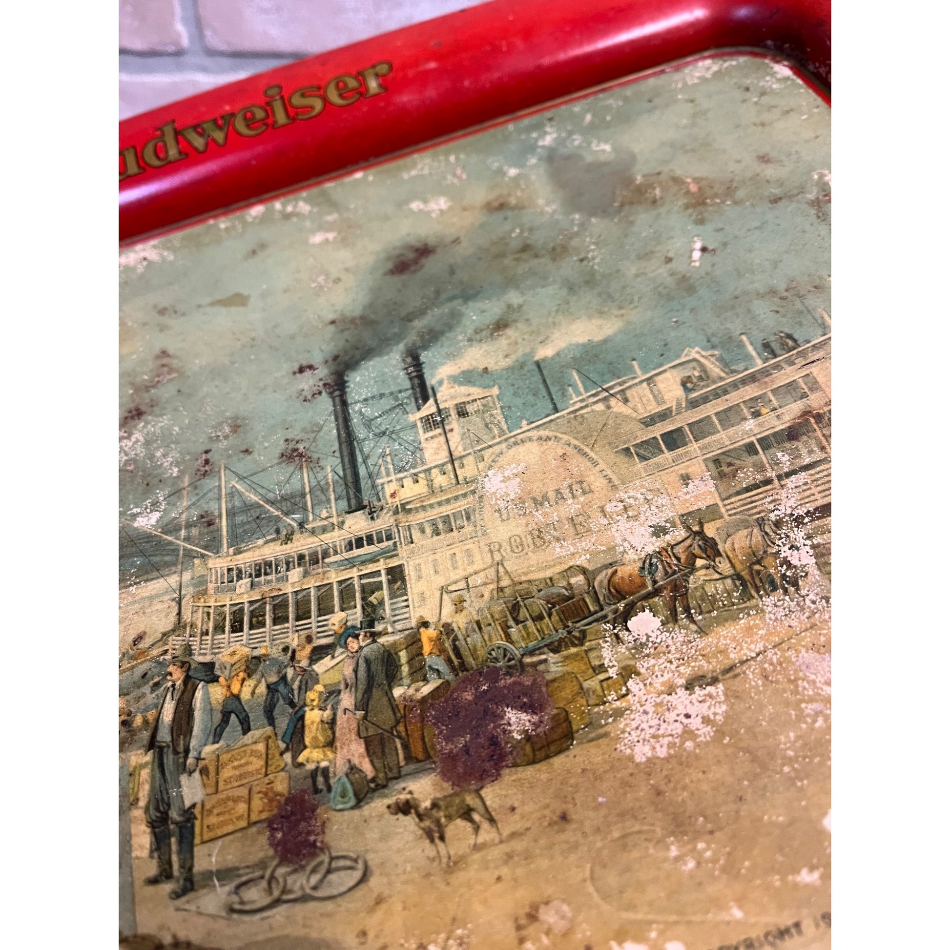 Vintage Pre-Prohibition Budweiser Beer Tray Anheseur-Busch 1914 Pre-Pro