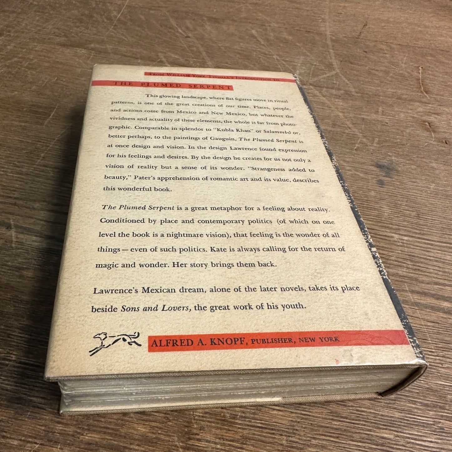 The Plumbed Serpent (D.H. Lawrence) 1951 3rd Printing Hardcover Dust Jacket - VG