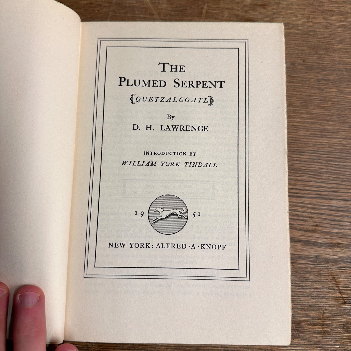 The Plumbed Serpent (D.H. Lawrence) 1951 3rd Printing Hardcover Dust Jacket - VG