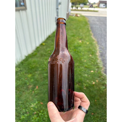 Vintage J. Steger & Co. Amber Brown Beer Bottle Mayville Wis