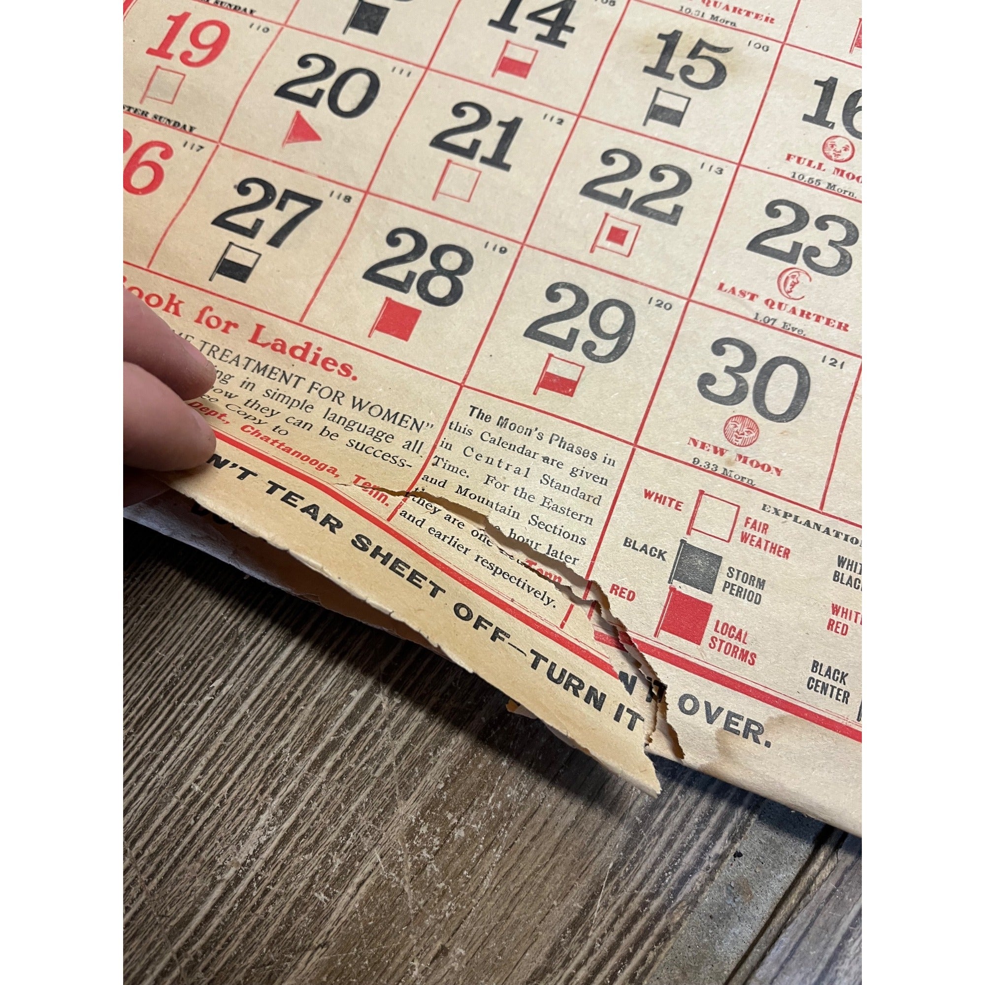 Vintage 1908 Chattanooga Medicine Co Advertising Sign Calendar Black Draught
