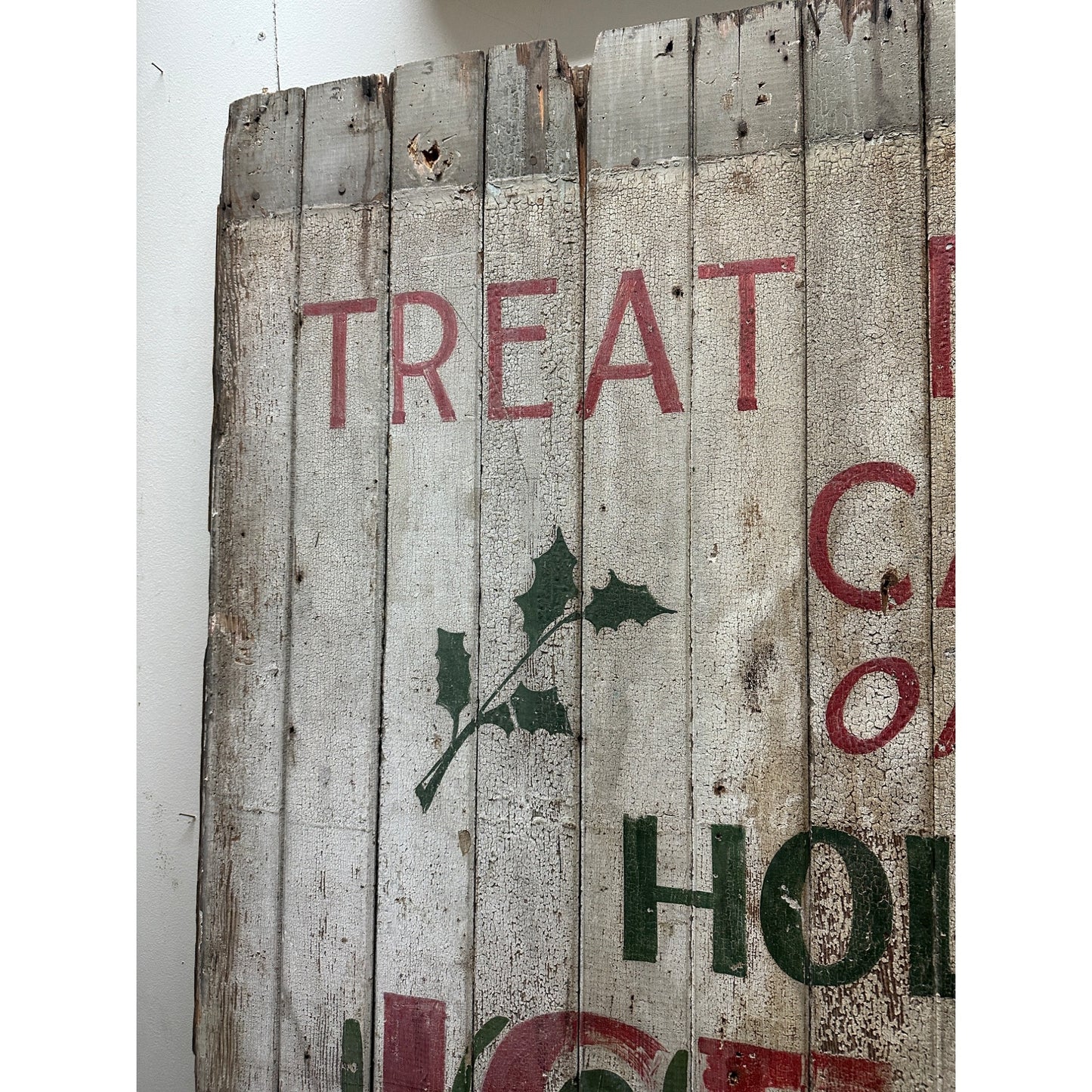 Antique Early 1900s Holly Dairy Ice Cream Painted Wooden Trade Sign Soda Store