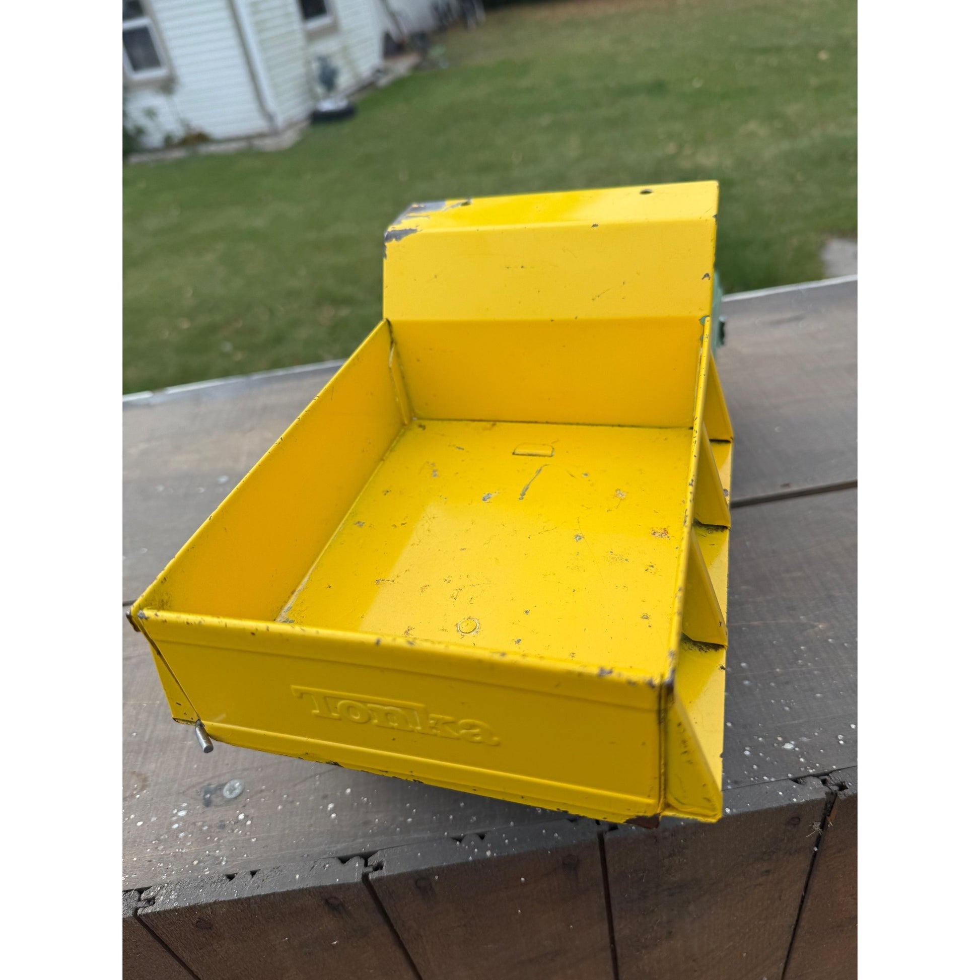 Vintage 1964 Tonka Dump Truck Yellow Green Pressed Steel Toy #406