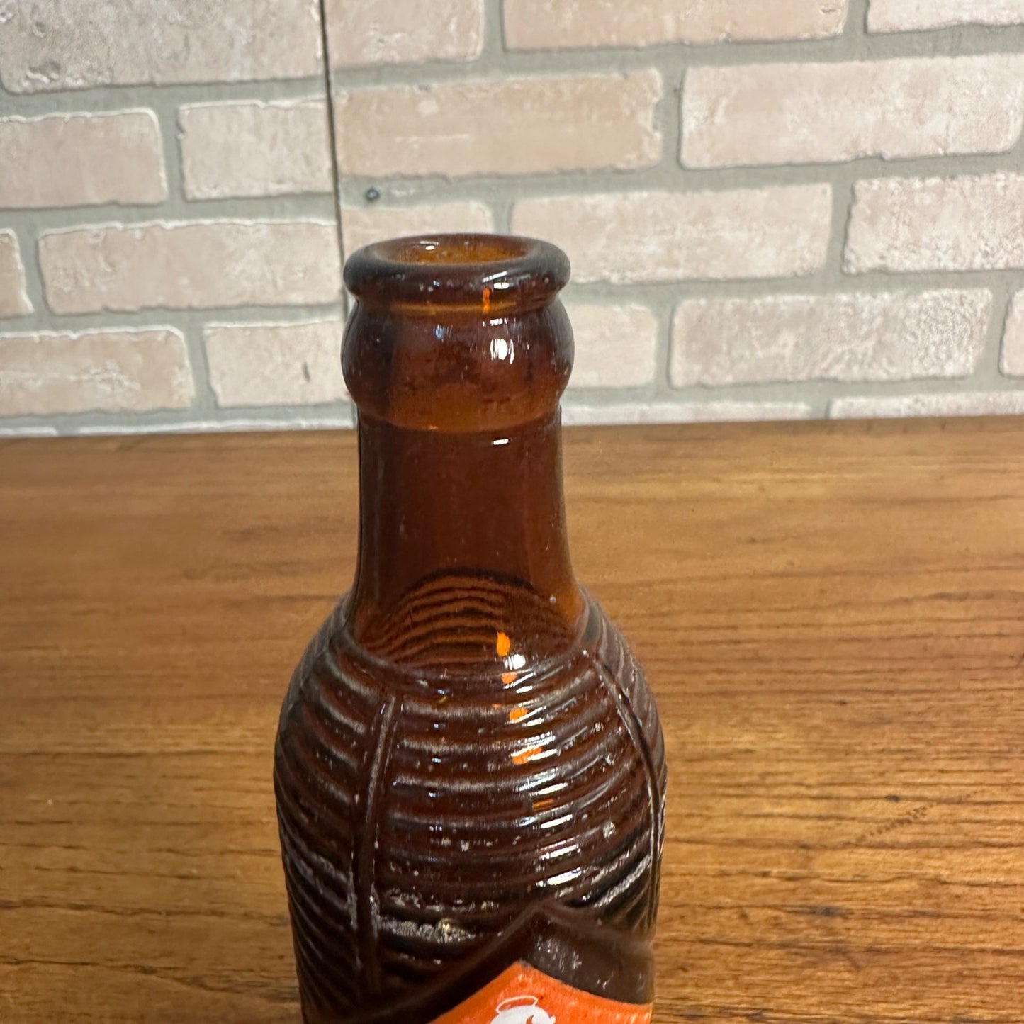 Vintage 1974 7oz  Orange Crush brown Ribbed Crushie Bottle ACL Glass 6