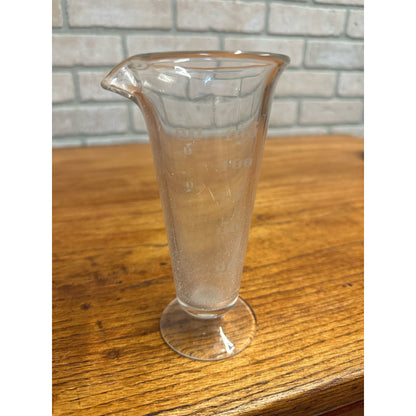 Vintage Early 1900s Etched Apothecary Beaker w/ Spout Pharmacy Lab 6"