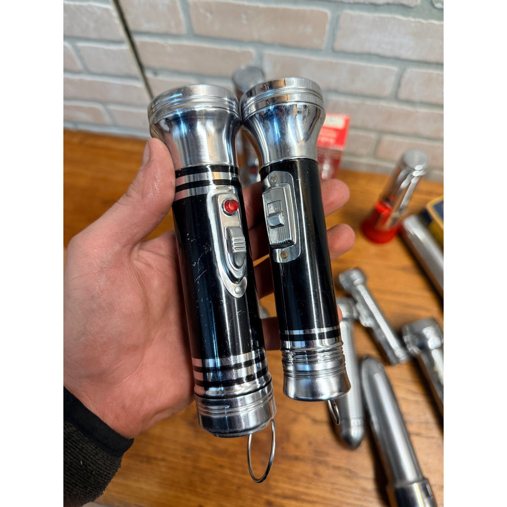 Vintage Junk Drawer Huge Lot Untested Flashlights Macky Lightmaster RayOVac ++