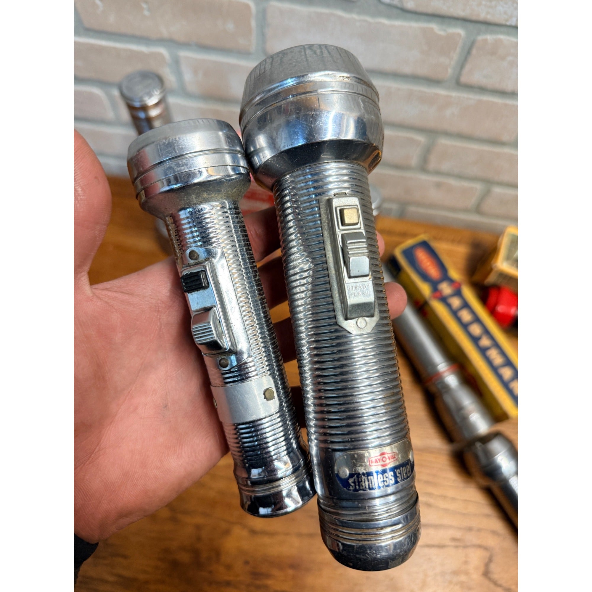 Vintage Junk Drawer Huge Lot Untested Flashlights Macky Lightmaster RayOVac ++