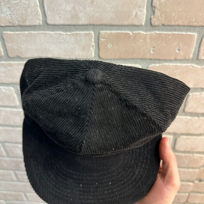 VINTAGE MENARDS EMBROIDERED CORDUROY SNAPBACK ADJUSTABLE HAT CAP- BLACK