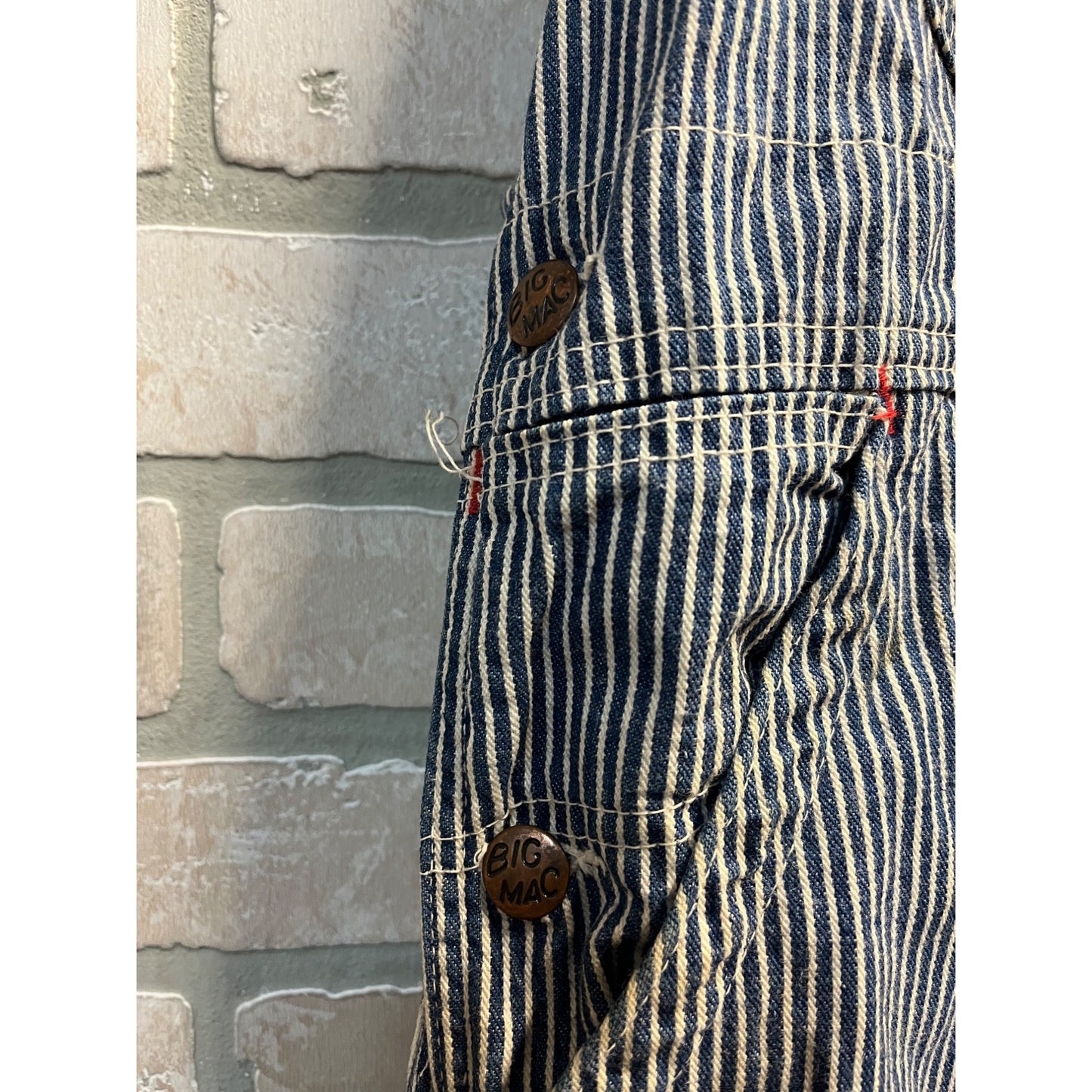 Vintage 1950s Big Mac Union Made Hickory Striped Railroad Overalls Workwear