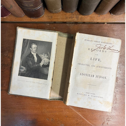 Antique 1854 "Records of the Life of Adoniram Judson" Missionary Hardcover Book