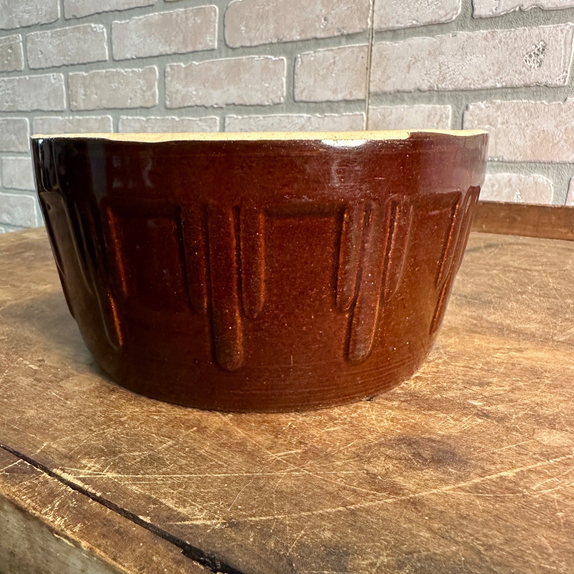 ANTIQUE REDWING KILROY CACTUS BOWL RED WING 7" - CLEAN BROWN