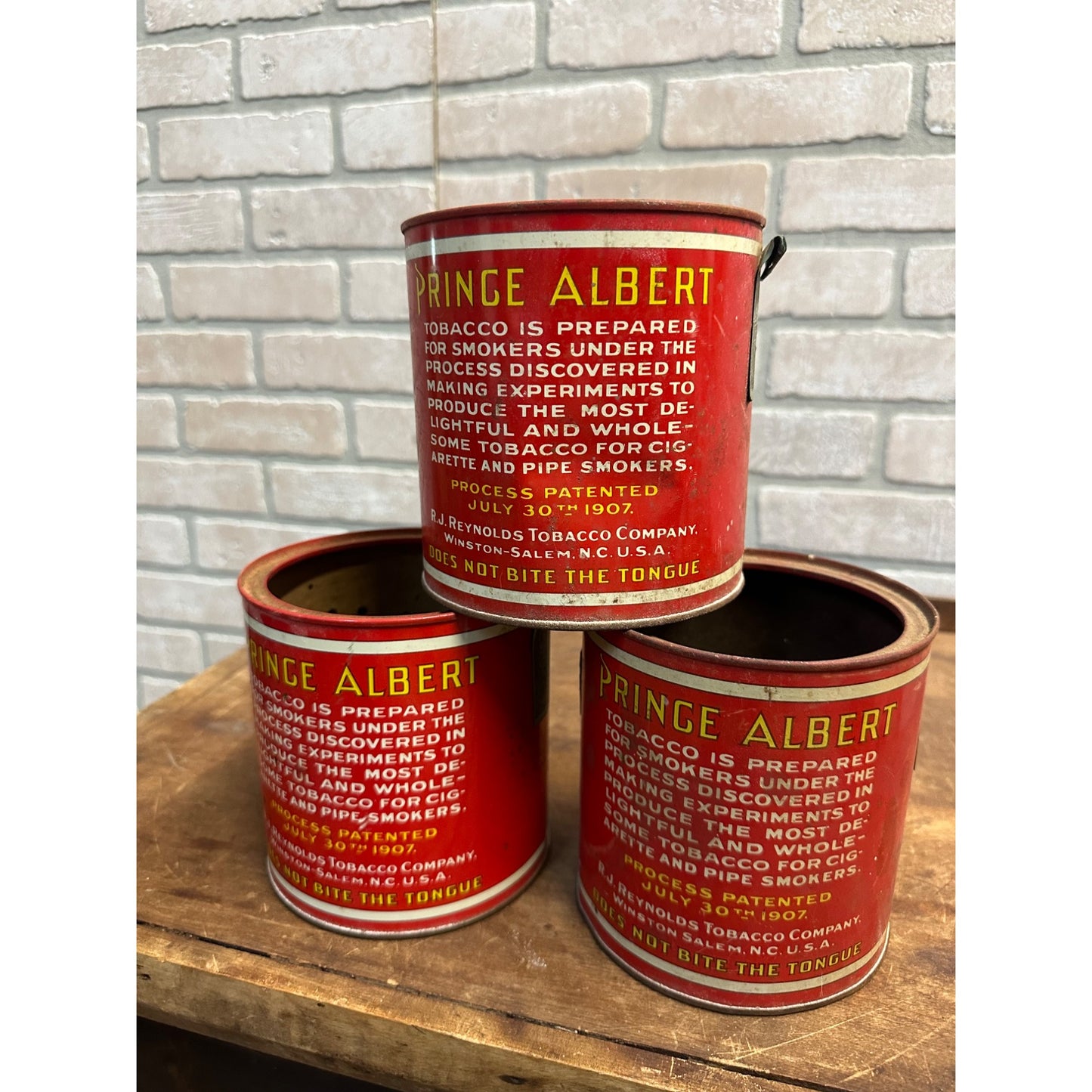 Vintage Prince Albert Tobacco Round Tins Cans Lot (3) - No Lids
