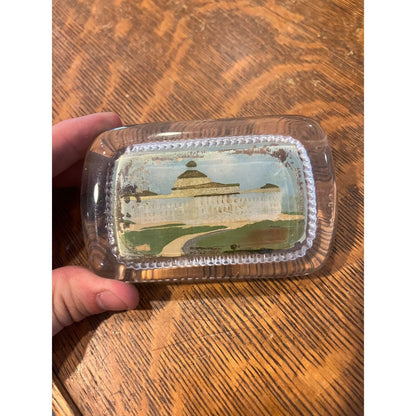 Vintage Early 1900s Glass US Capitol Building Painted Paperweight Washington DC