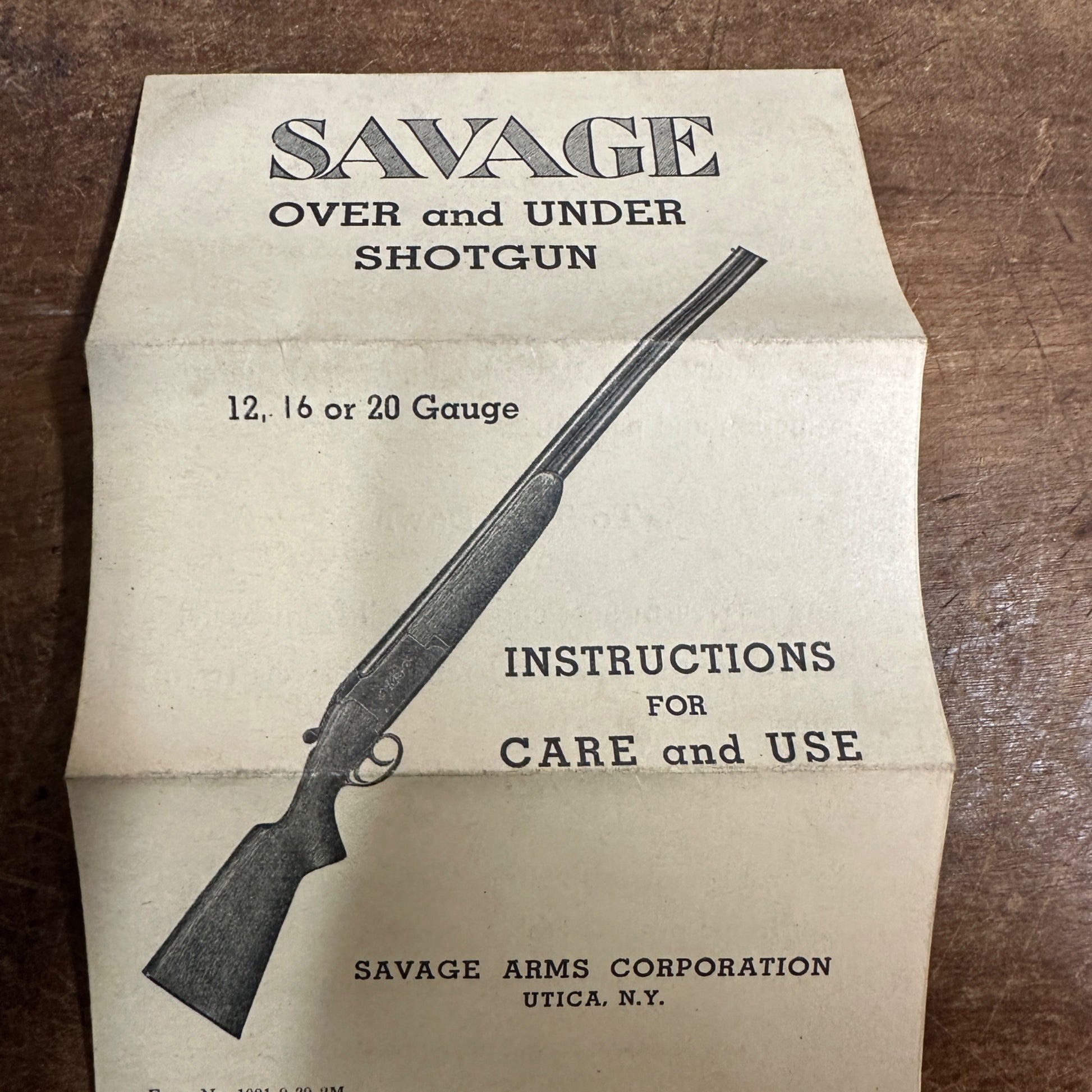 Vintage 1939 Savage Arms Corp. Over & Under Shotgun Instruction Manual Brochure