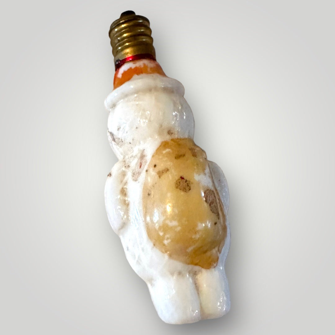 Vintage Christmas Figural Snowman Milk Glass Light Bulb