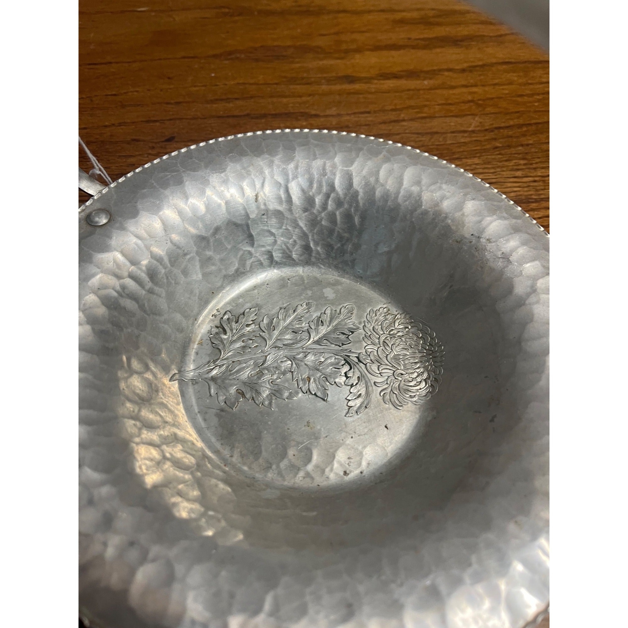 Vintage Mid Century Aluminum Dresser Decorative Tray Basket w/ Flowers Wedding Decor