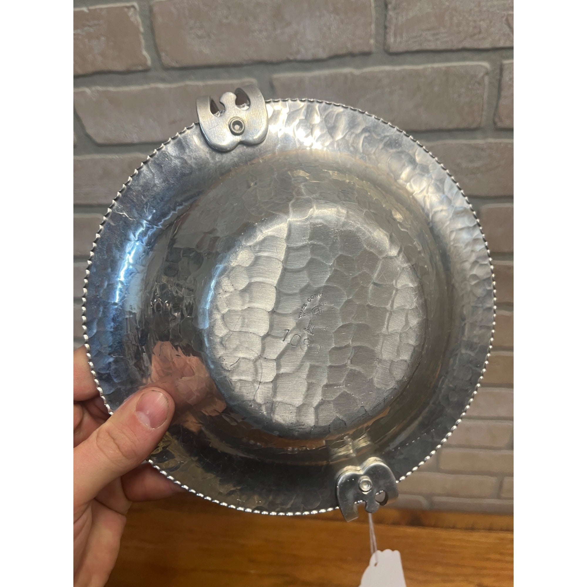 Vintage Mid Century Aluminum Dresser Decorative Tray Basket w/ Flowers Wedding Decor