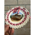 Vintage 1900s Oshkosh Wis Public Library 7" Fancy Plate w/ Lace - Made in Germany