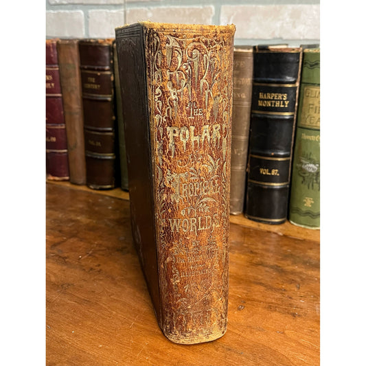 THE POLAR AND TROPICAL WORLDS 1874 BY DR. HARTWIG ILLUSTRATED LEATHER BOOK