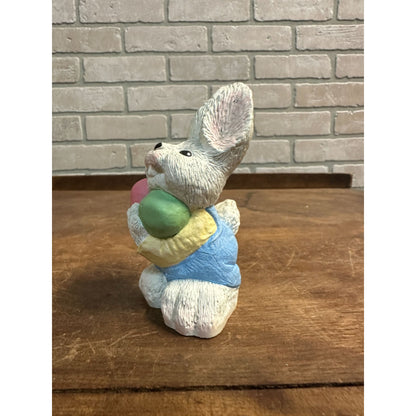 Vintage 1990 Accents Unlimited Ceramic Easter Rabbit Bunny w/ Eggs Figure