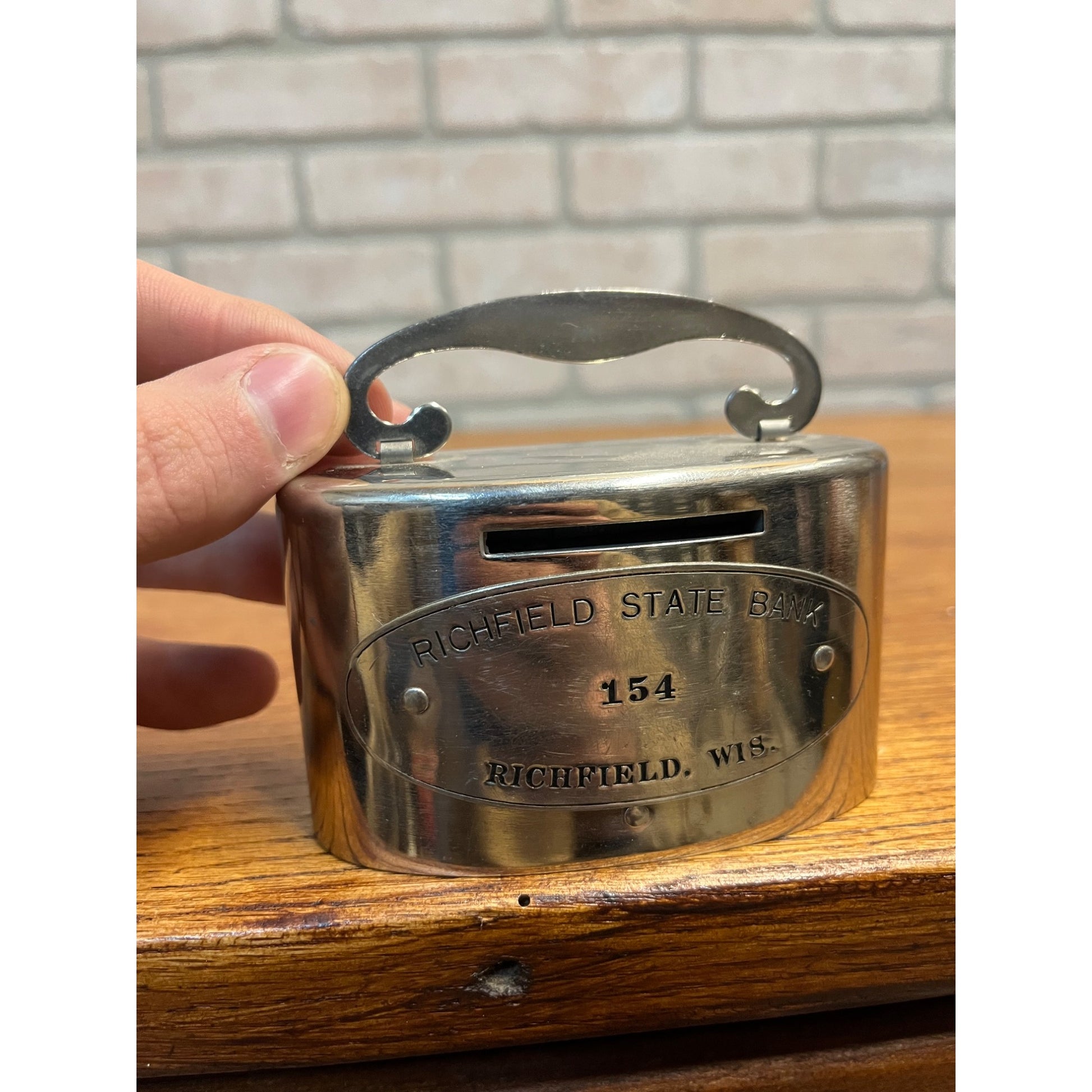 Vintage Richfield State Bank #154 Metal Coin Bank Wis WI Wisconsin - NO KEY