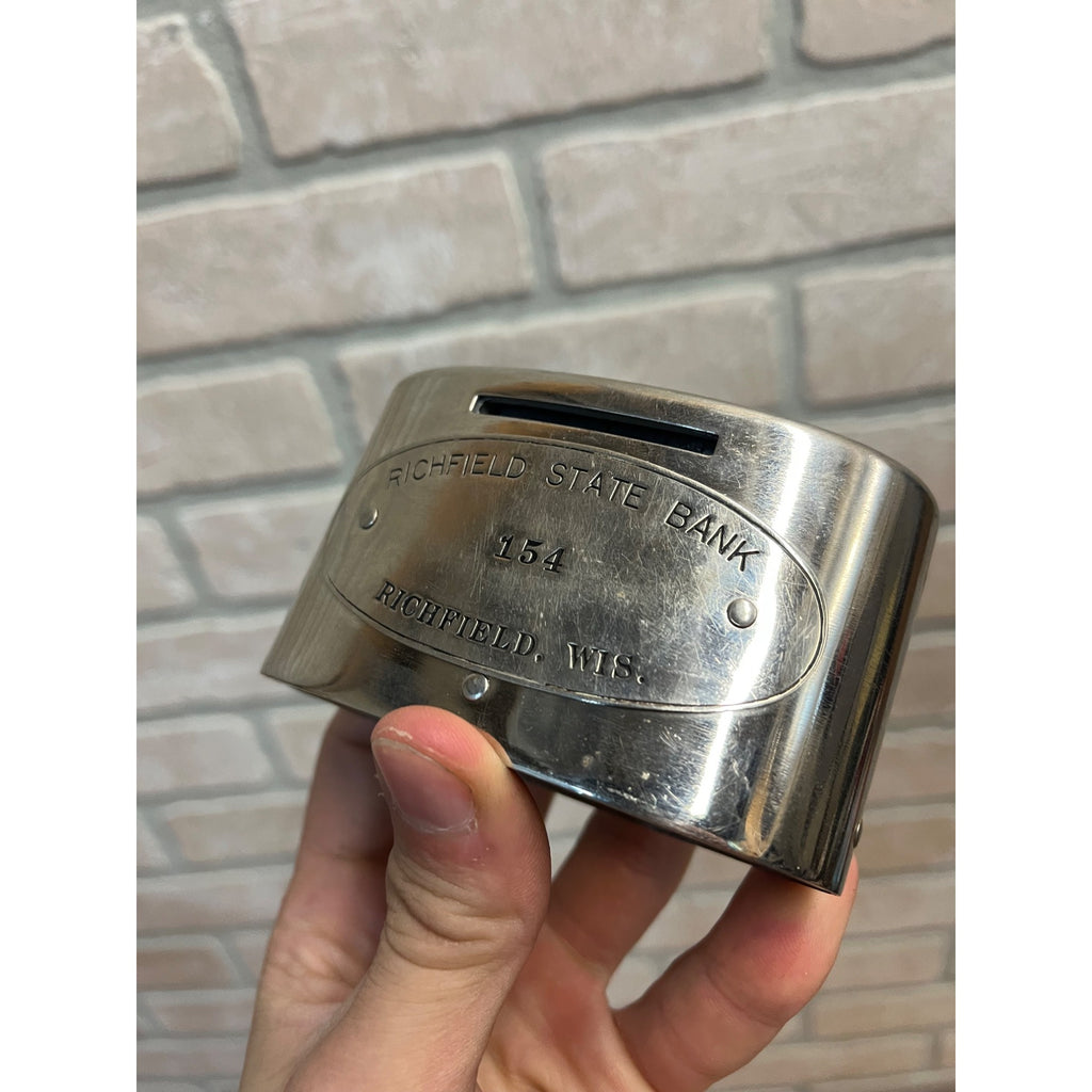 Vintage Richfield State Bank #154 Metal Coin Bank Wis WI Wisconsin - NO KEY