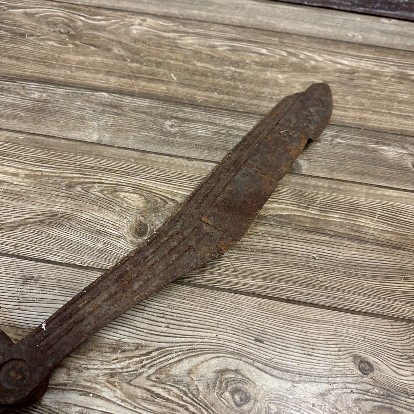 Antique Primitive Hay Knife 29" Farm Cutting Tool w/ Wood Handles Rustic Old Decor