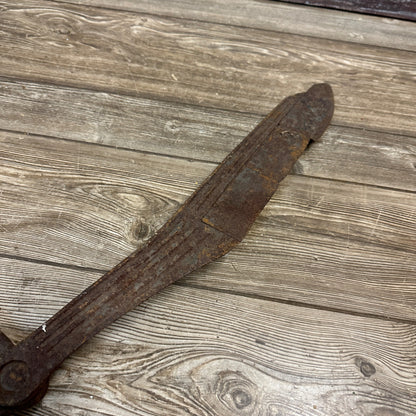 Antique Primitive Hay Knife 29" Farm Cutting Tool w/ Wood Handles Rustic Old Decor