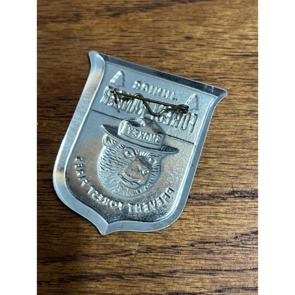 Vintage Metal Junior Forest Ranger Badge Pin Smokey the Bear