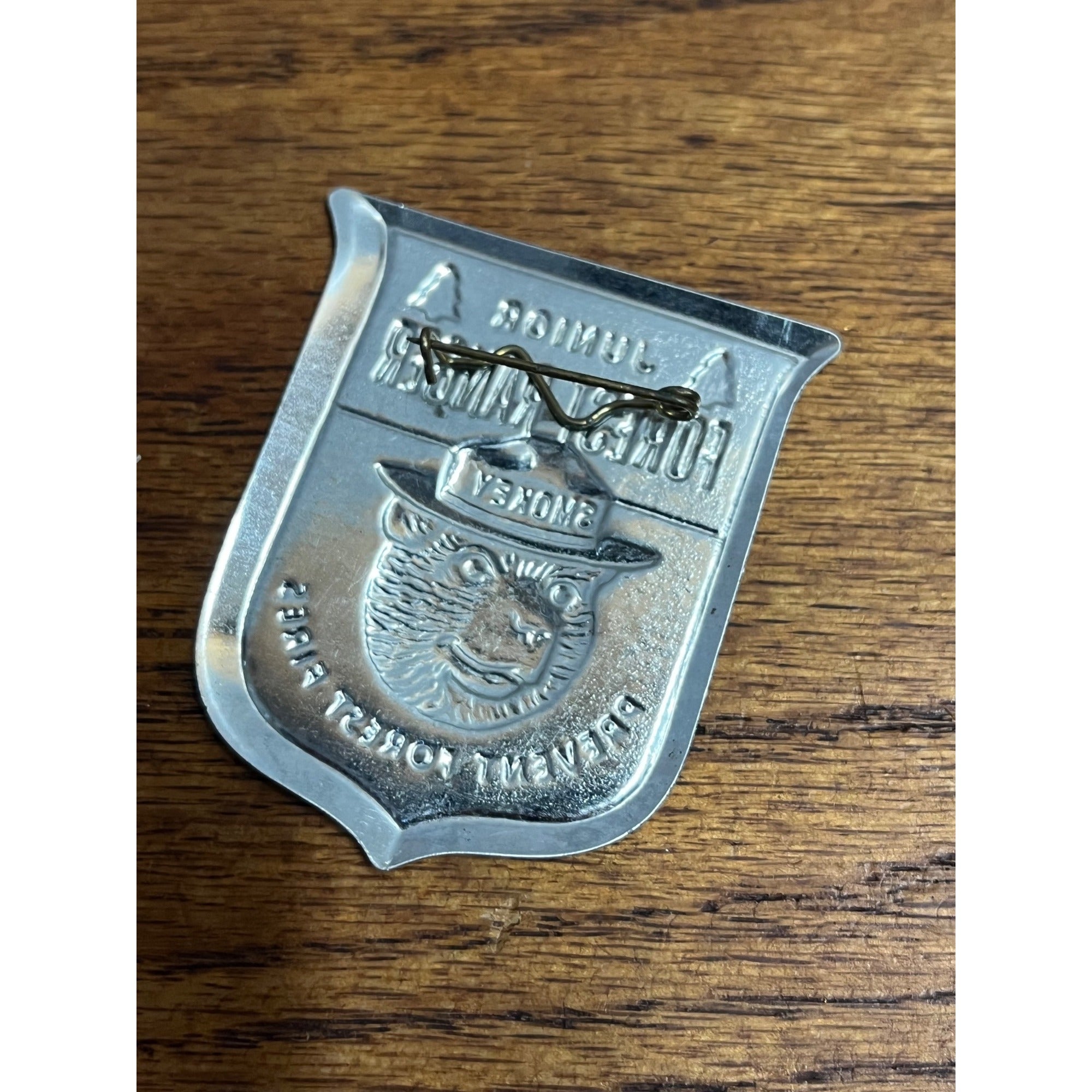 Vintage Metal Junior Forest Ranger Badge Pin Smokey the Bear
