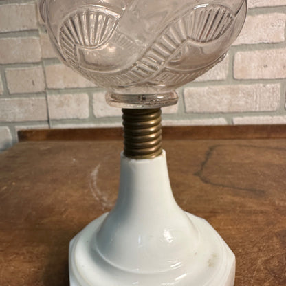 Antique EAPG Civil War Era Oil Lamp 12" Pedestal Milk Glass Base