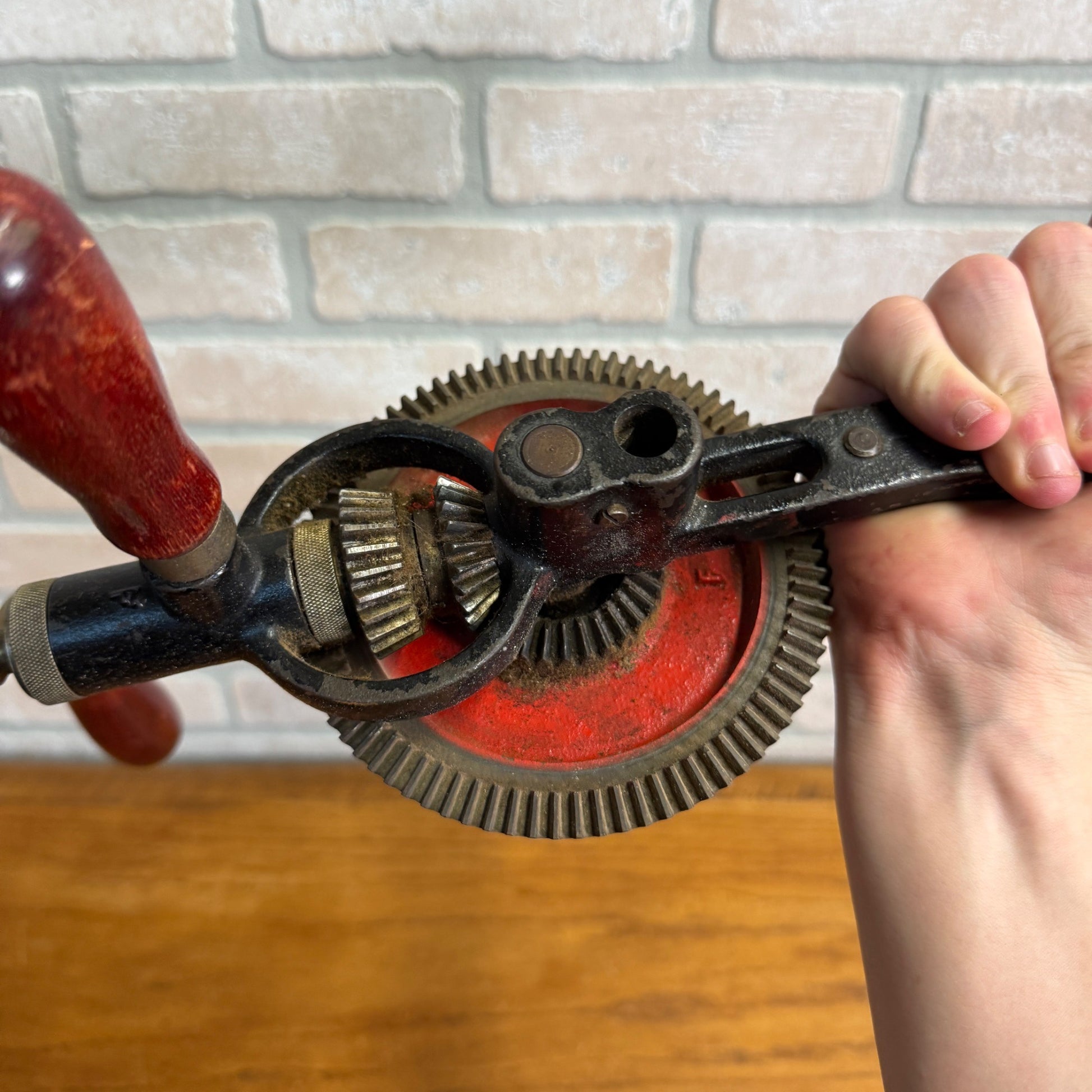 No 520 Large Forsberg USA Hand Crank Egg Beater Shoulder Knee Brace Drill Whale
