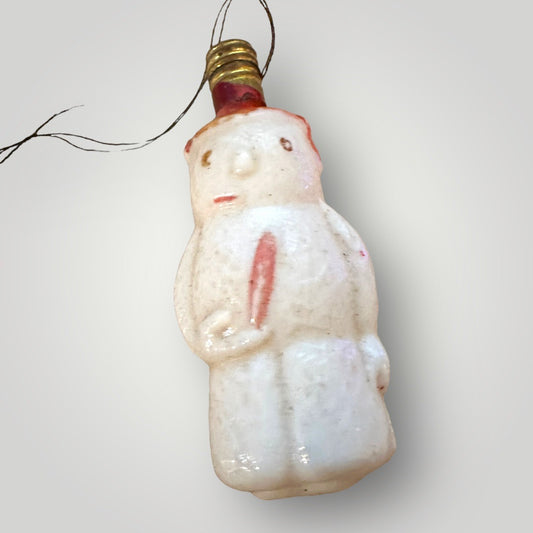 Vintage Christmas Snowman Milk Figural Glass Light Bulb