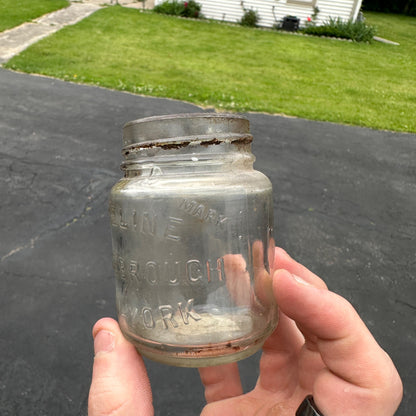 Antique embossed "Trade Mark Vaseline Chesebrough New-York" Clear glass jar 2.5"