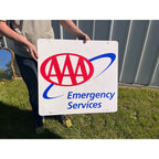Vintage AAA Emergency Service Tin Sign Metal Advertising Oil Garage Double Sided