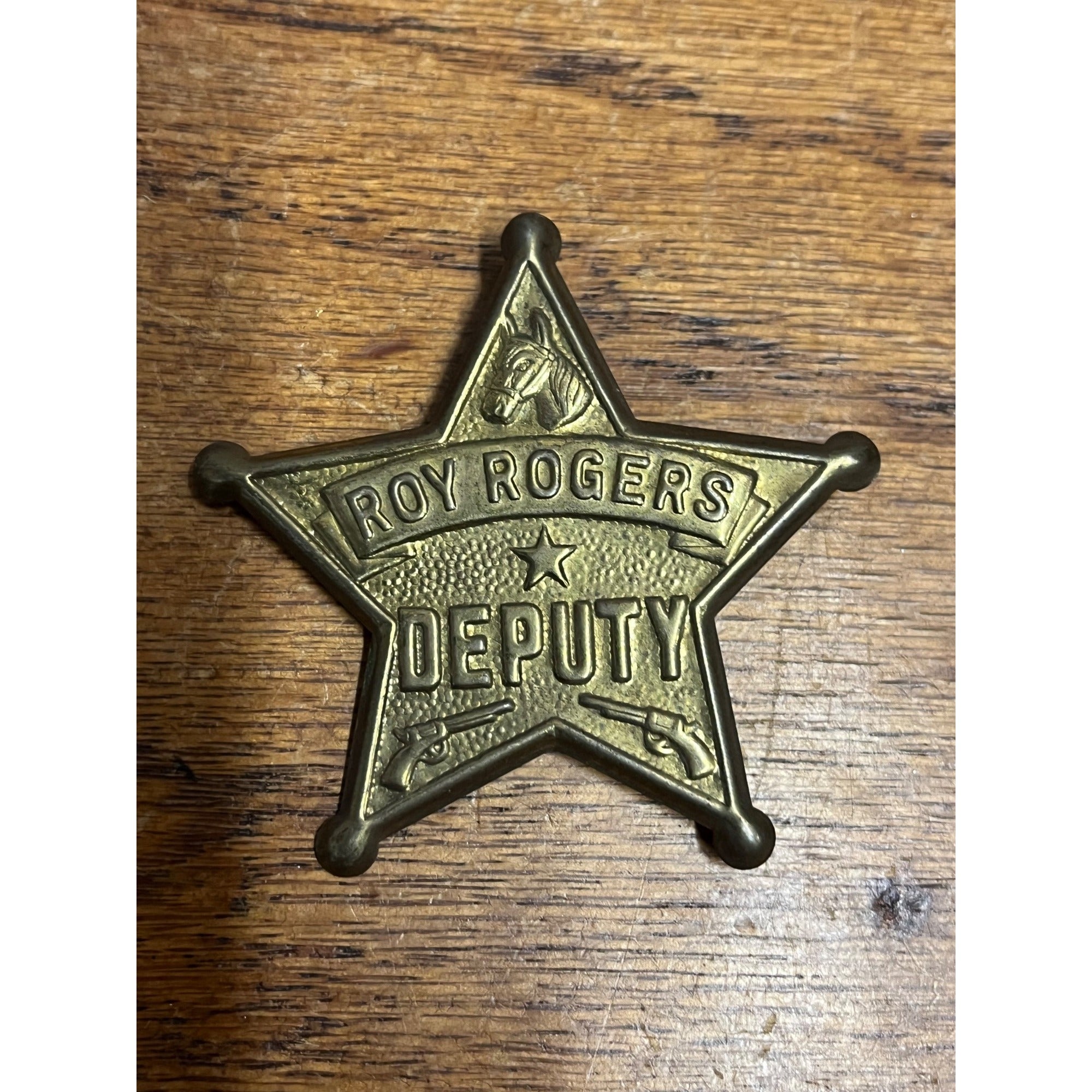 Vintage 1950s Roy Rogers Deputy Sheriff Stamped Metal Badge Pinback Premium Toy