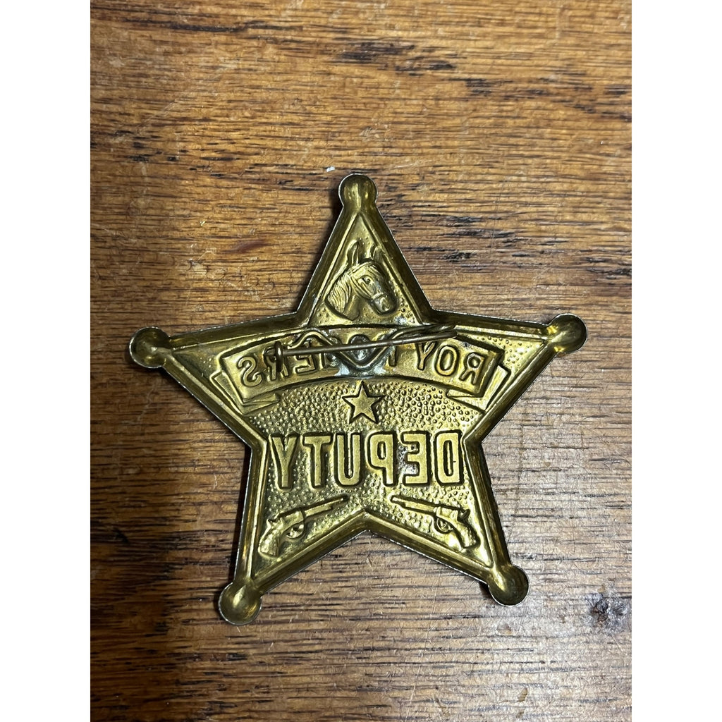 Vintage 1950s Roy Rogers Deputy Sheriff Stamped Metal Badge Pinback Premium Toy
