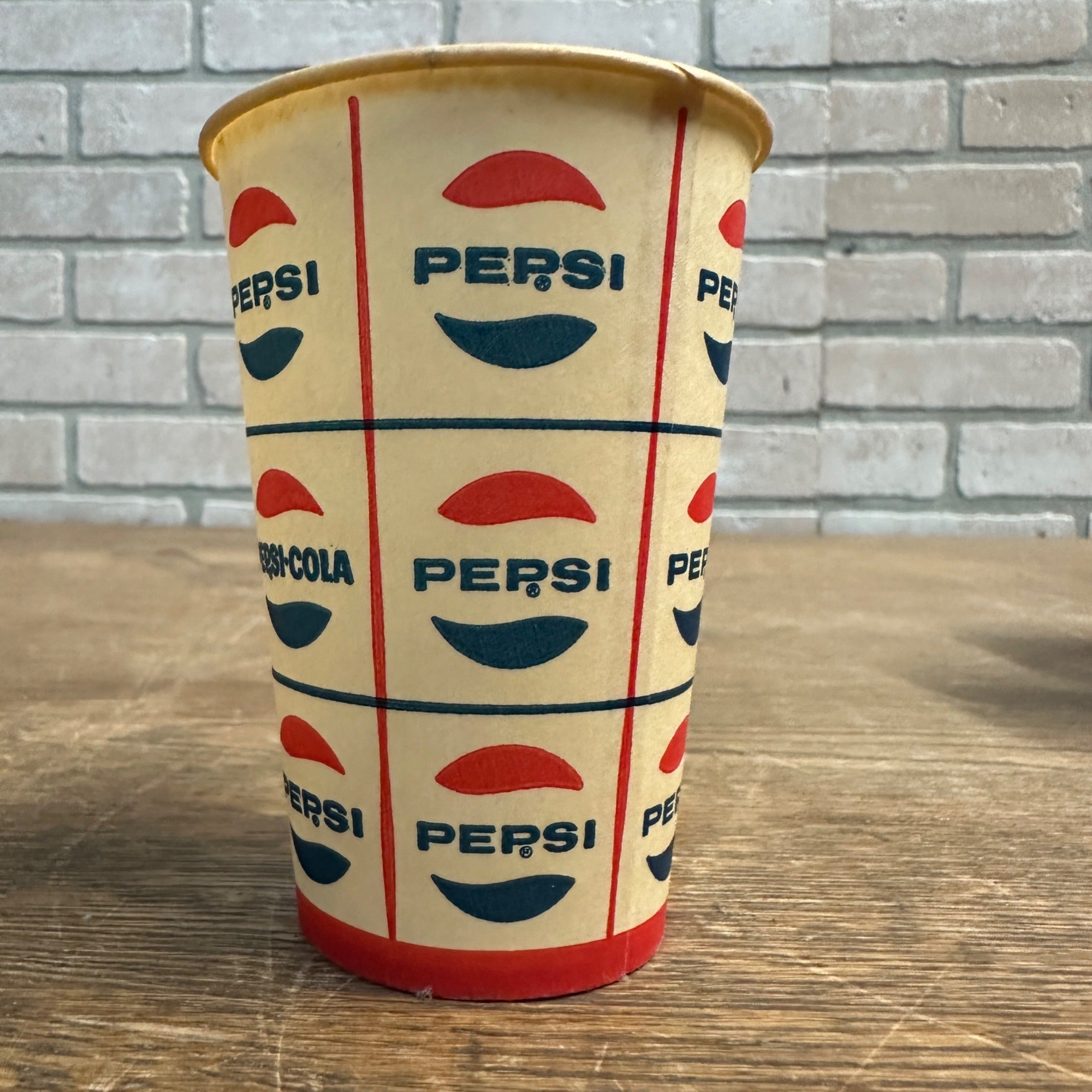 Vintage  Pepsi Grid Design 1960s 7oz Soda Promo Wax Paper Cup Pepsi Cola