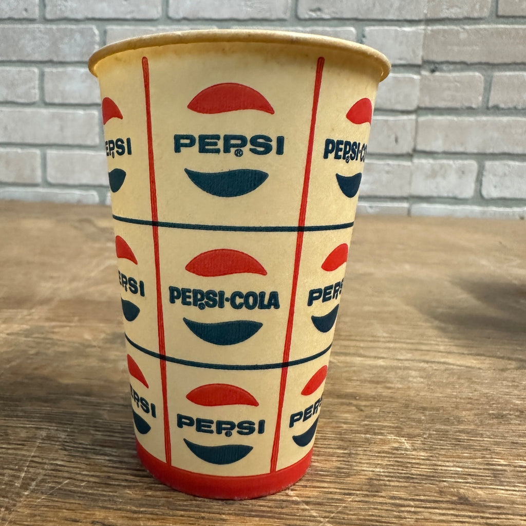 Vintage  Pepsi Grid Design 1960s 7oz Soda Promo Wax Paper Cup Pepsi Cola