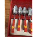 Vintage Cherry Butterscotch Chevron Bakelite Flatware Set 44pc Catalin Art Deco