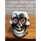 Antique 1920s Halloween Paper Mache Skull Skeleton Lantern German Original!