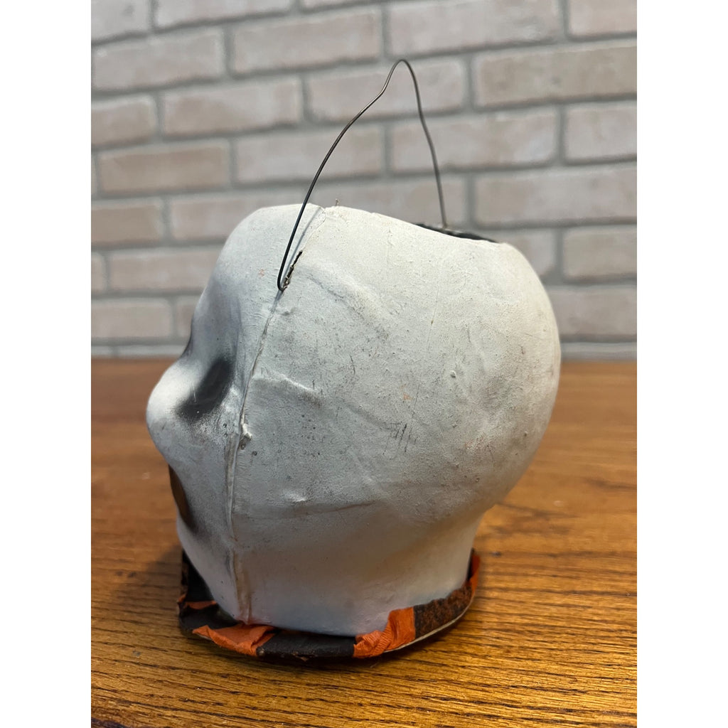 Antique 1920s Halloween Paper Mache Skull Skeleton Lantern German Original!