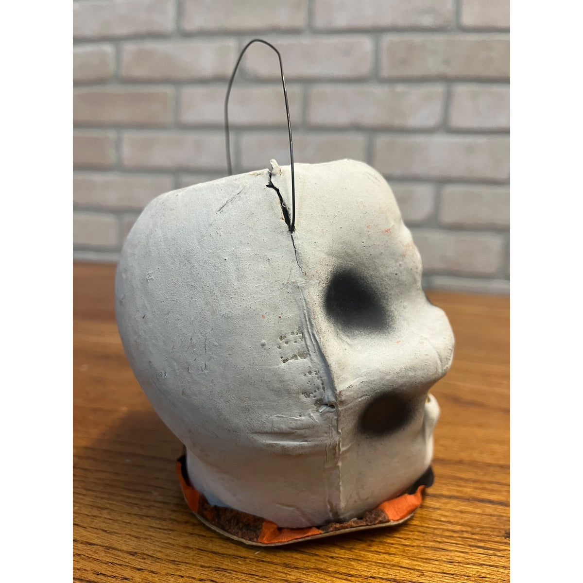 Antique 1920s Halloween Paper Mache Skull Skeleton Lantern German Original!