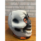 Antique 1920s Halloween Paper Mache Skull Skeleton Lantern German Original!