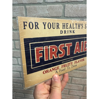 Original Vintage 1930s Drink First Aid Soda Juice Store Advertising Signs (2)